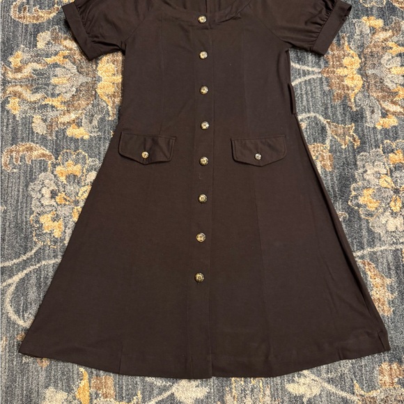 The Limited Dresses & Skirts - The Limited Dark Brown Midi Dress with Button Detail